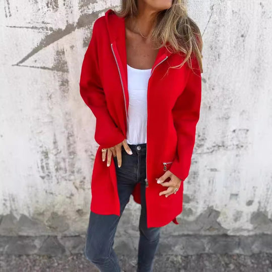 Damen Elegante Strickjacke mit Reißverschluss und Taschen EB