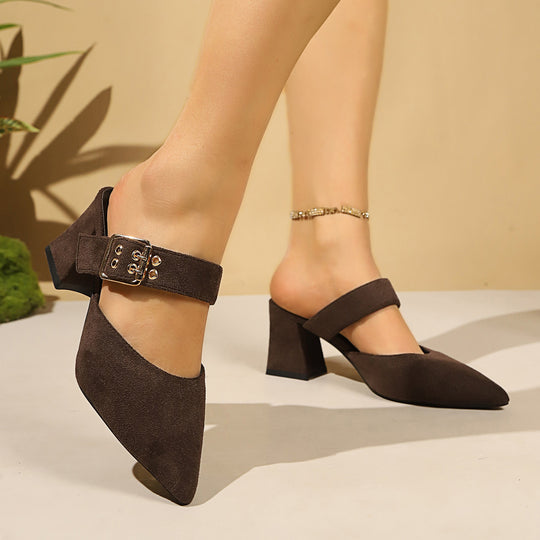 Damen elegante Slipper mit modischem Blockabsatz EB