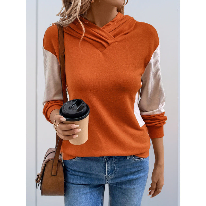 Damen Kapuzenpullover mit modernem Farbmix und strukturiertem Stoff EB