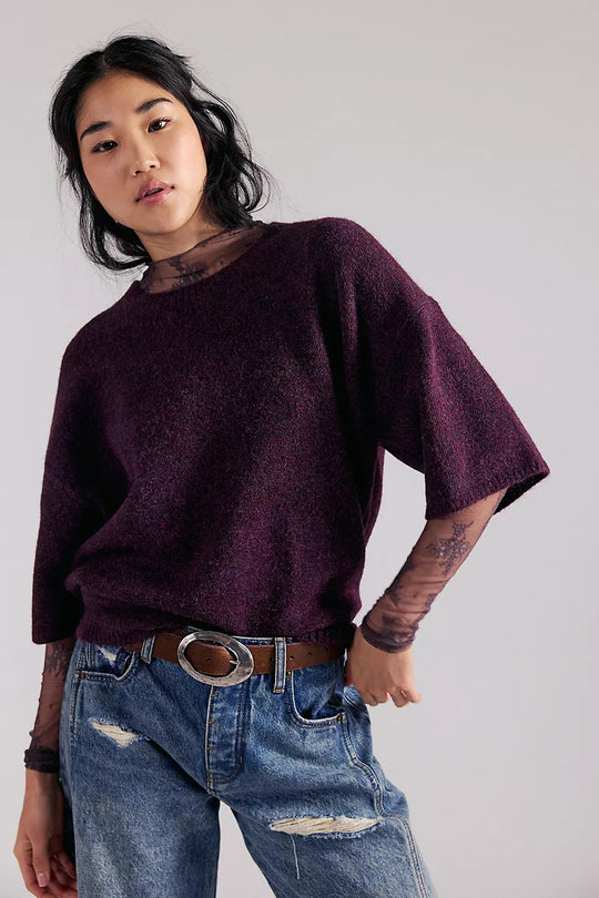 Damen Stylish halbtransparentes Sweatshirt mit Spitze und lässigem Schnitt EB