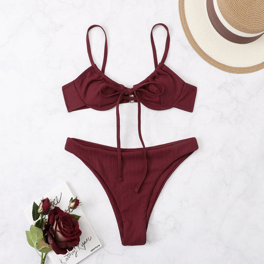 Damen Bikini-Set mit verstellbaren Trägern und raffiniertem Knoten EB