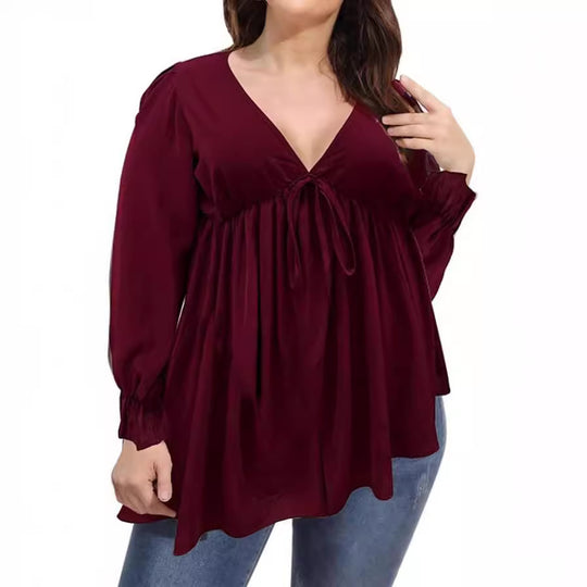 Damen Bluse mit eleganten Rüschendetails und modischem Print EB