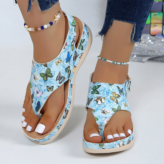 Damen Komfortable Sandalen mit floralen Details und verstellbarem Riemen EB