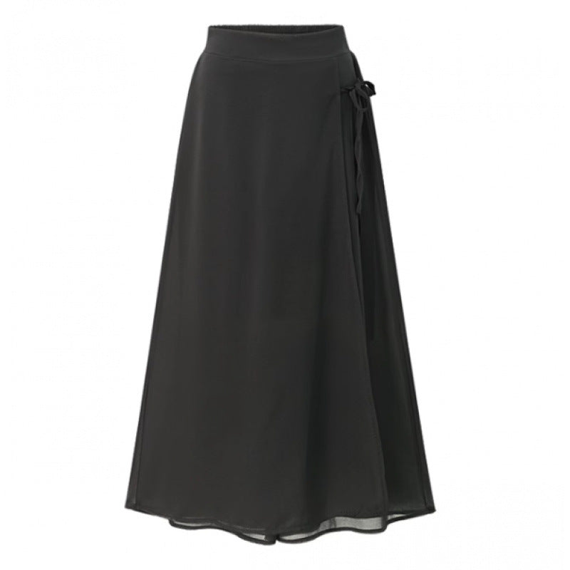 Damen Langer Wickelrock aus fließendem Chiffon EB