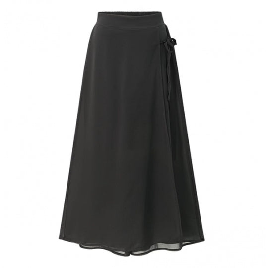 Damen Langer Wickelrock aus fließendem Chiffon EB