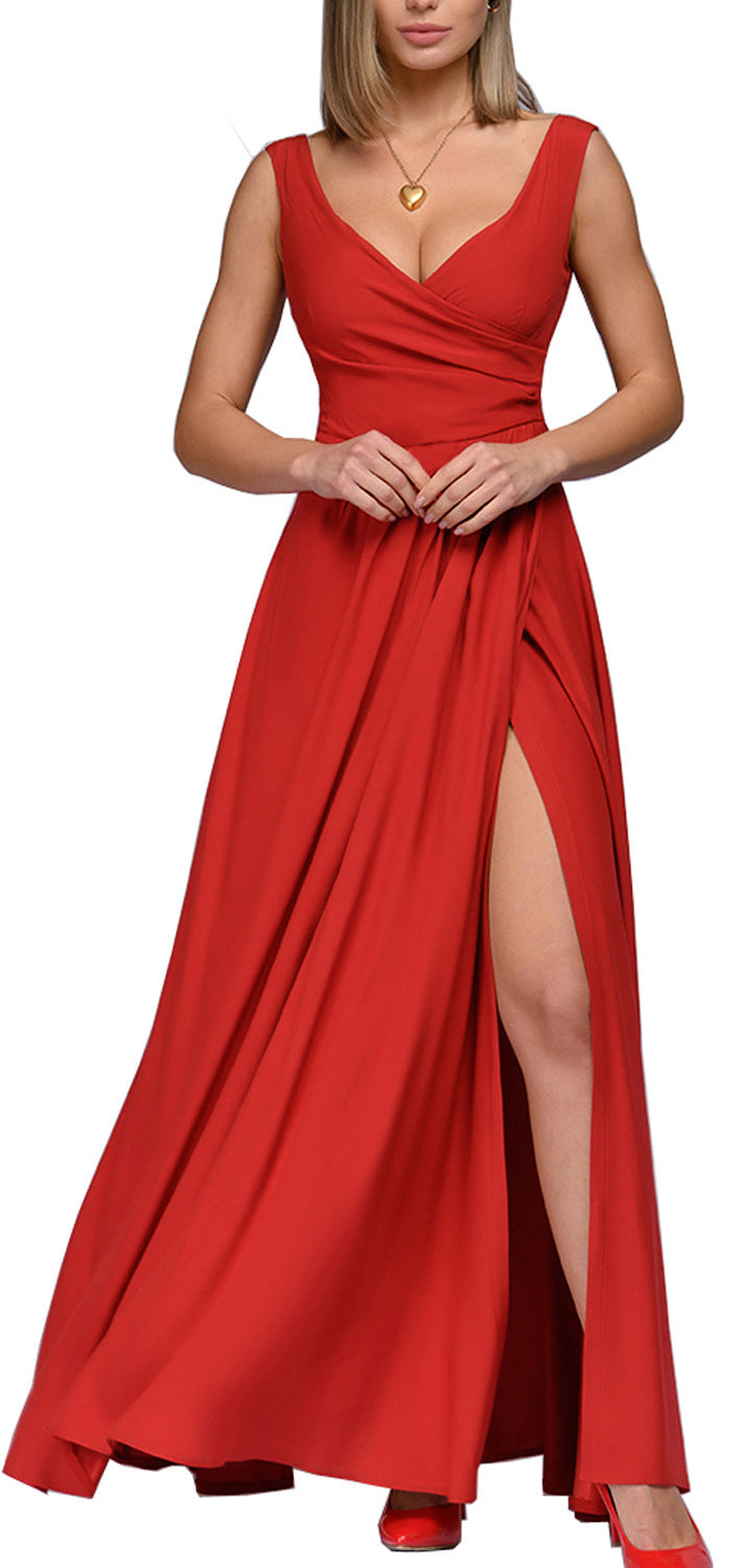 Damen Maxi-Kleid mit elegantem Wickeldesign EB
