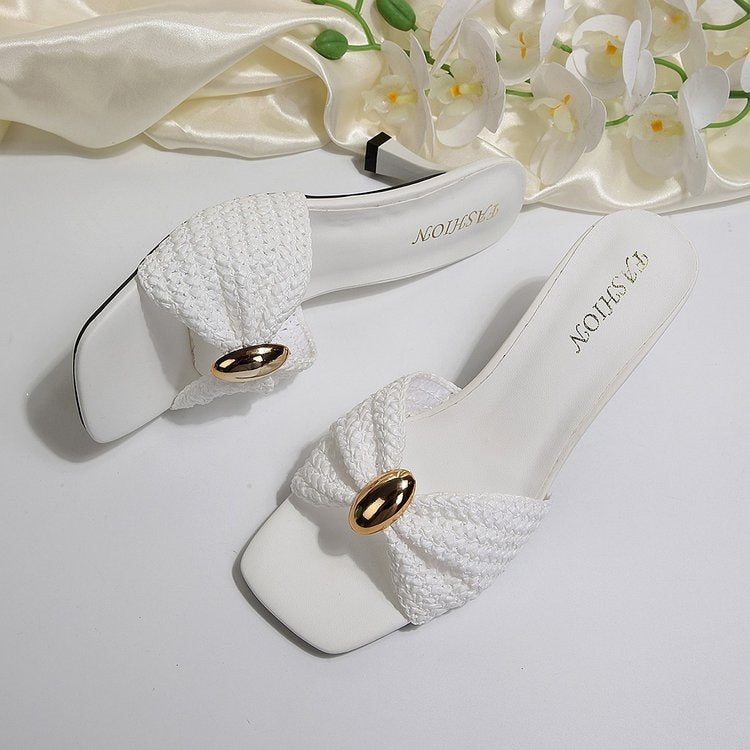 Damen Elegante Mittelhohe Mules mit dekorativem Schleifendetail EB