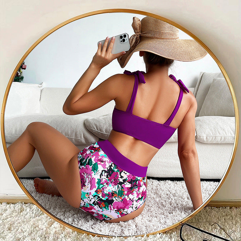 Damen Hochtaillierter Bikini mit elegantem Bustier und raffinierten Schnitt EB