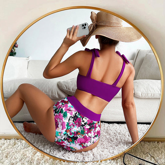 Damen Hochtaillierter Bikini mit elegantem Bustier und raffinierten Schnitt EB