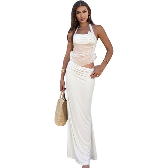 Damen Maxikleid mit floralem Design und raffinierten Drapierungen EB