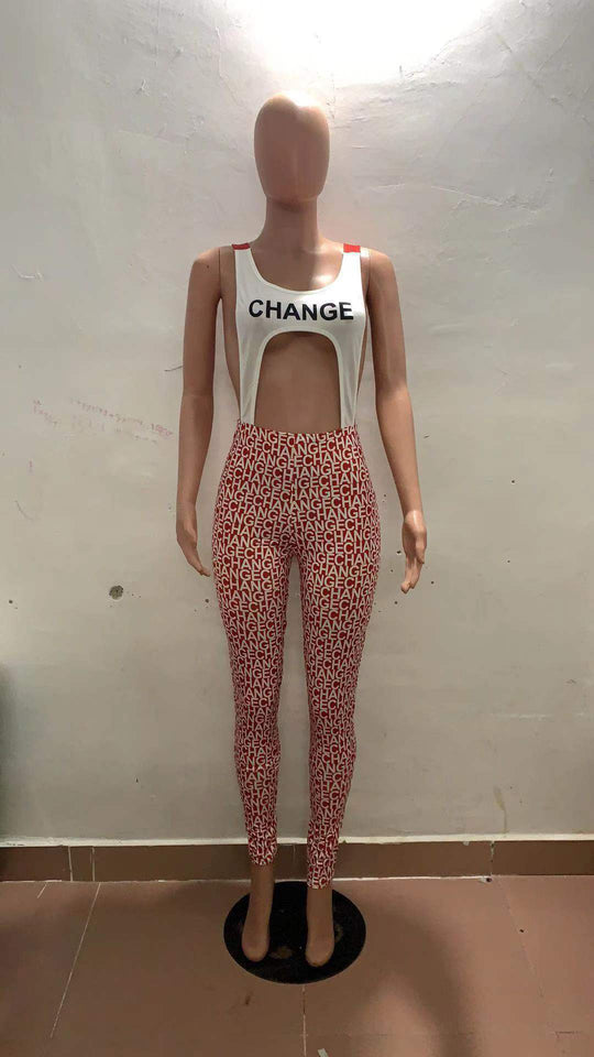 Damen körperbetontes Sport-Outfit mit modischem Print EB