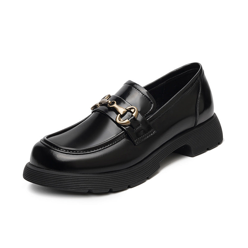 Damen Elegante Loafers mit robustem Blockabsatz und modischem Kettendetail EB