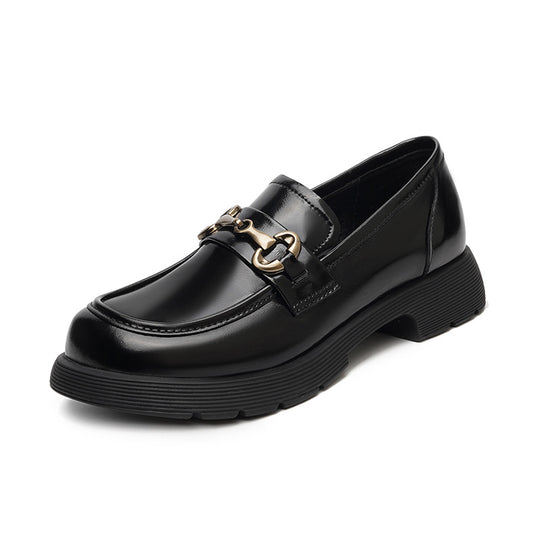 Damen Elegante Loafers mit robustem Blockabsatz und modischem Kettendetail EB