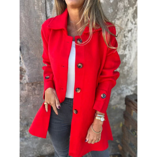 Damen elegante Übergangsjacke mit schickem Kragen und dekorativen Knopfdetails EB