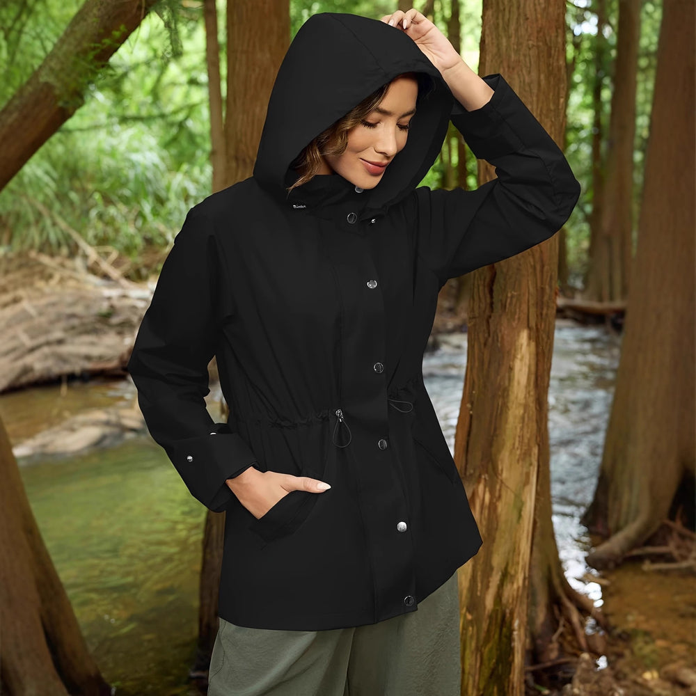 Damen funktionale Übergangsjacke mit verstellbarem Bund und Kapuze EB