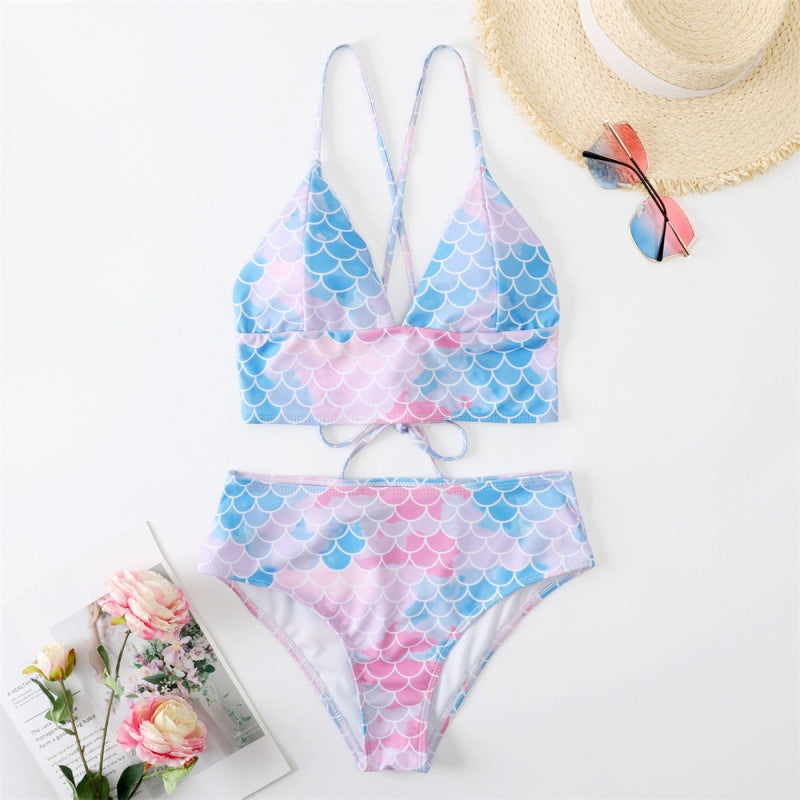 Damen Bikini-Set mit verstellbaren Trägern und modischem Schuppendesign EB