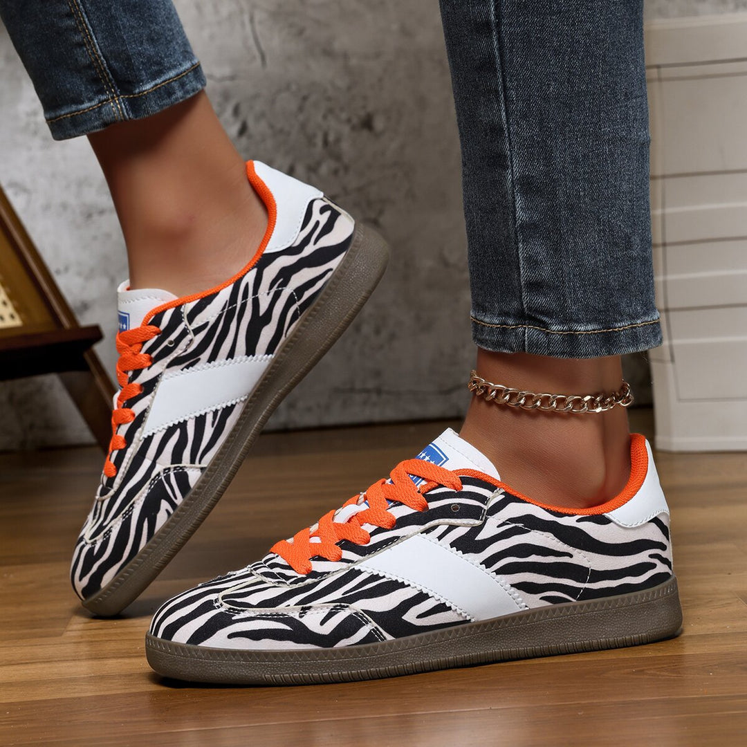 Damen nan Leopardenmuster Wildlederoptik Sneaker mit ergonomischer Polstersohle und rutschfester Gummisohle EB