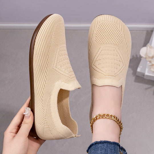 Damen nan gestrickter Komfort-Slip-On Halbschuh mit sockenähnlichem Schaft, gepolstertem Memory-Fußbett und flexibler Leichtlaufsohle EB