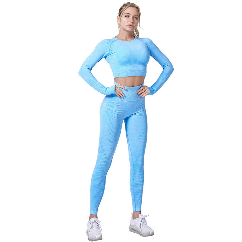 Damen Sport-Leggings mit verlängerter Passform und langem Arm-Top EB