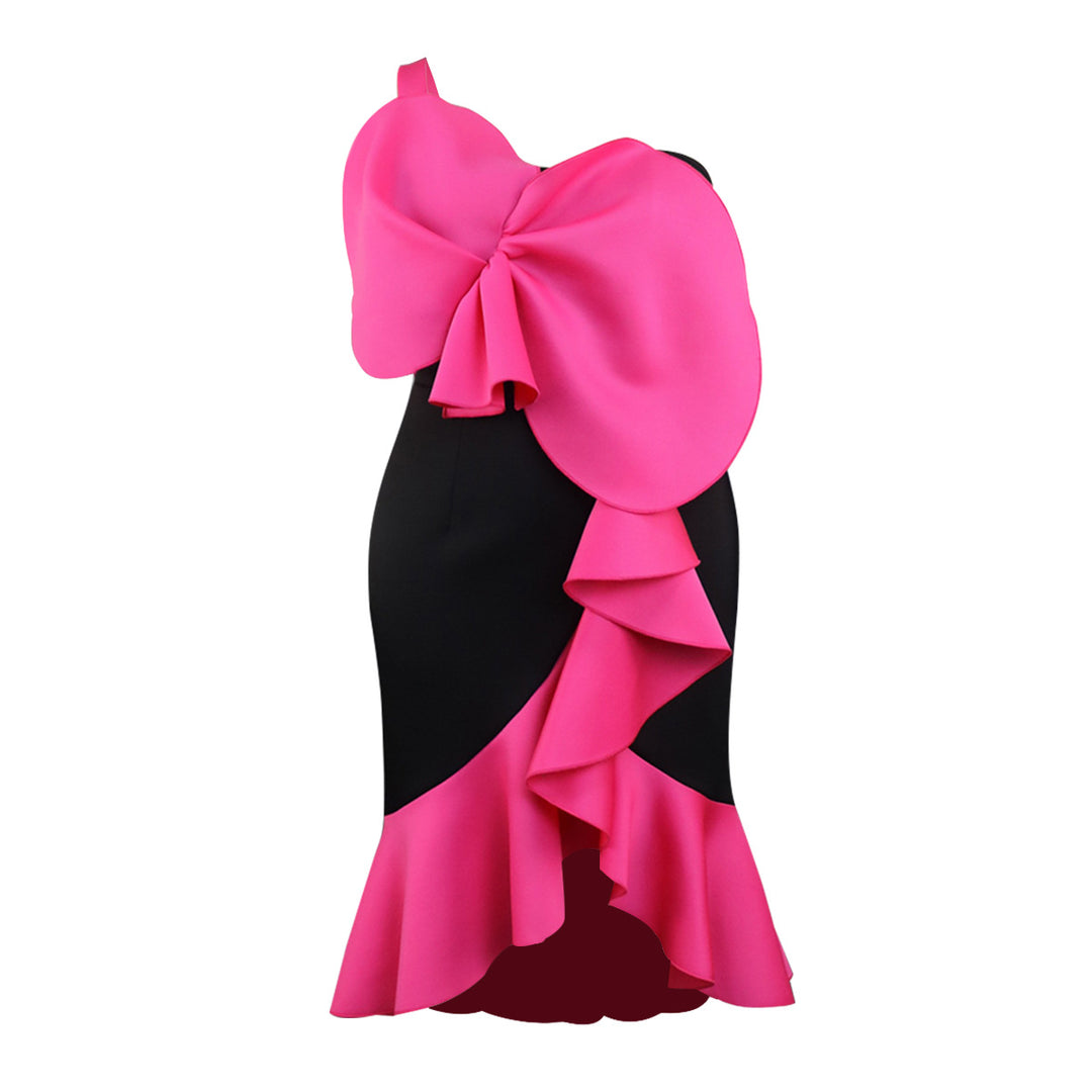 Damen Elegantes Cocktailkleid mit statementvollem Rüschen-Design und Übergröße EB