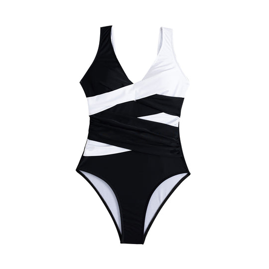 Damen Einteiliger Badeanzug mit raffiniertem Wickeldesign EB