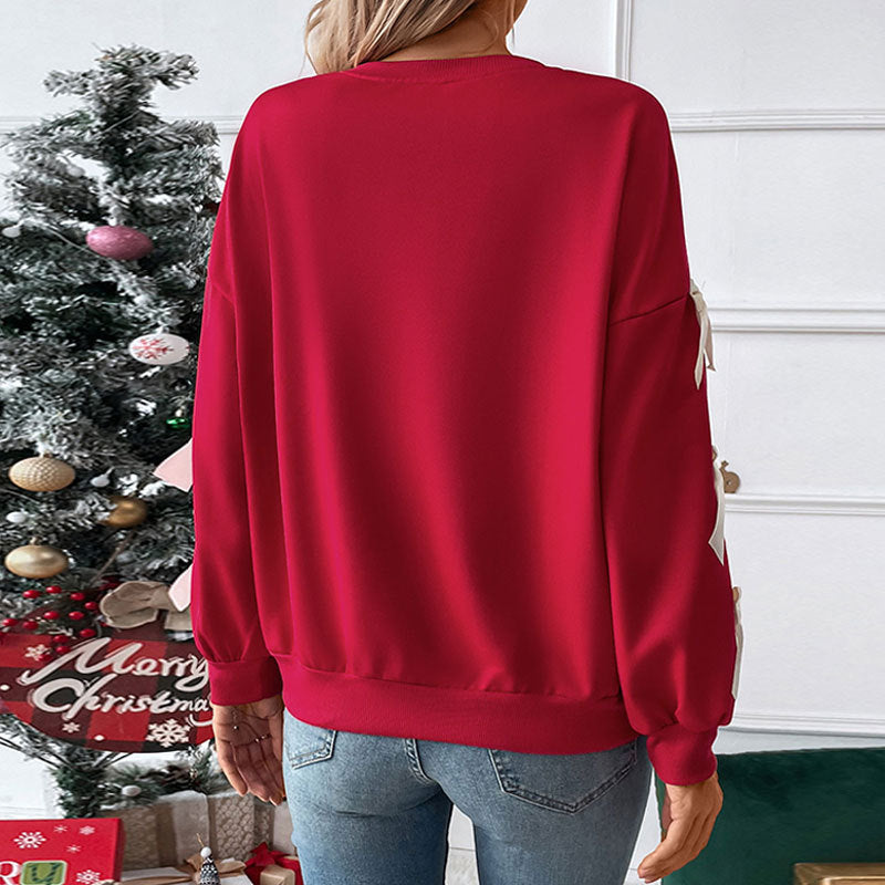 Damen Sweatshirt mit Rüschen und Schleifen EB
