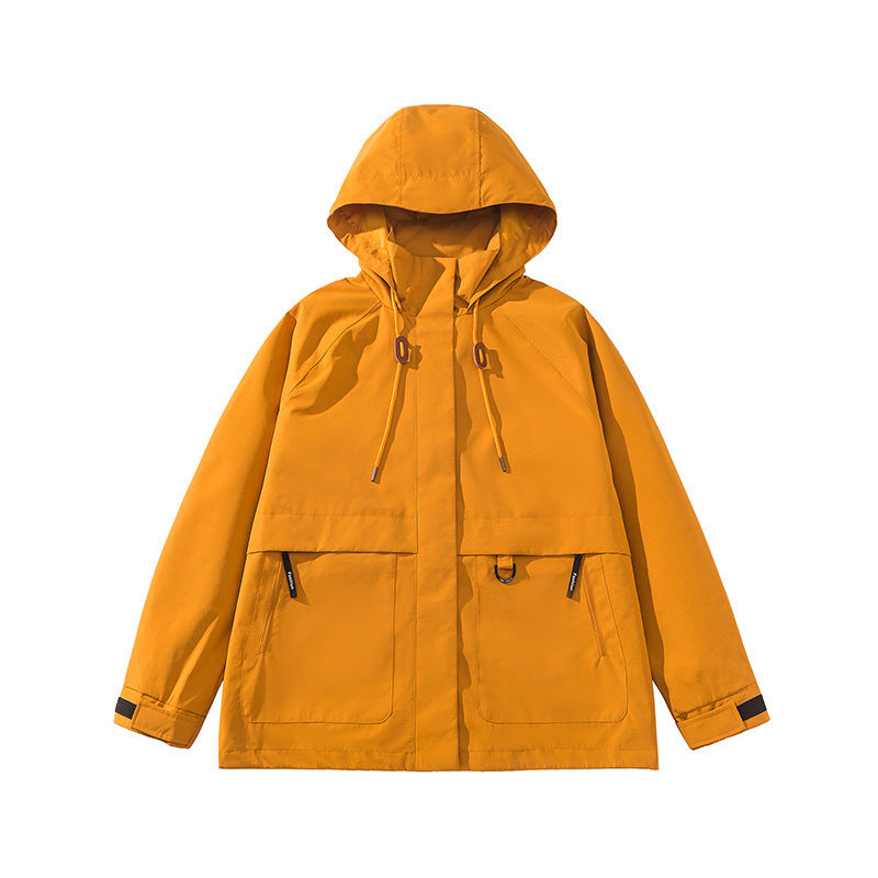 Damen technische Outdoor-Jacke mit verstellbarer Kapuze und großen Taschen EB
