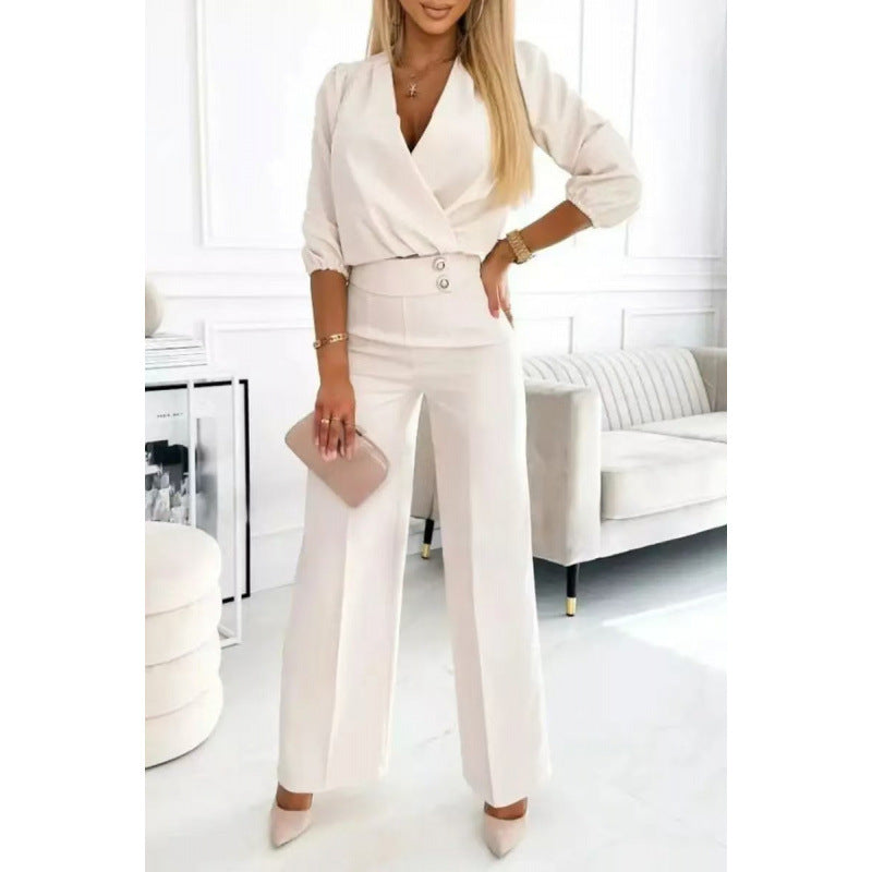 Damen elegantes Jumpsuit mit weiten Beinen EB