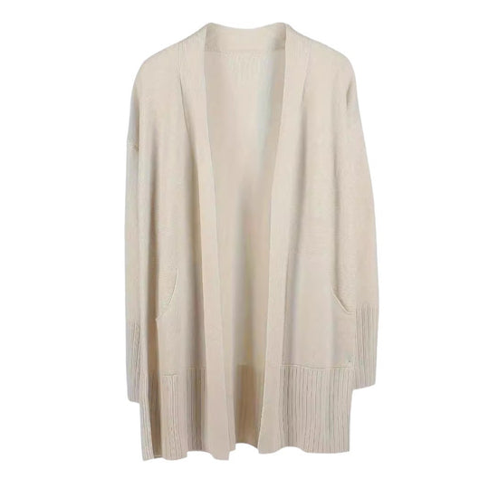 Damen lässiger Strickcardigan mit offenen Vorderteilen und praktischen Taschen EB