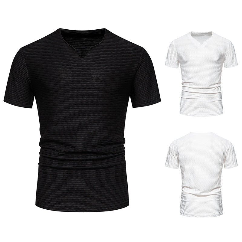 Herren Kurzarm T-Shirt mit strukturiertem Wellenmuster EB