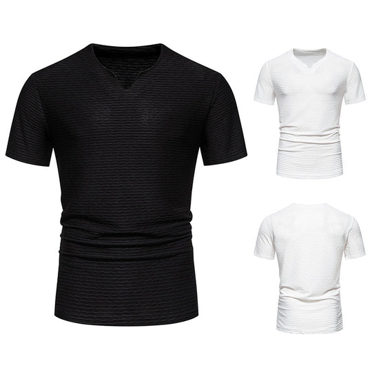 Herren Kurzarm T-Shirt mit strukturiertem Wellenmuster EB