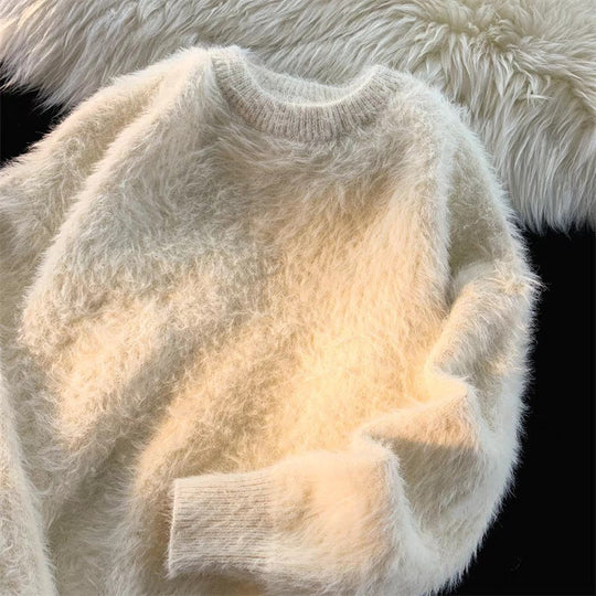 Damen Flauschiger Rundhalspullover EB