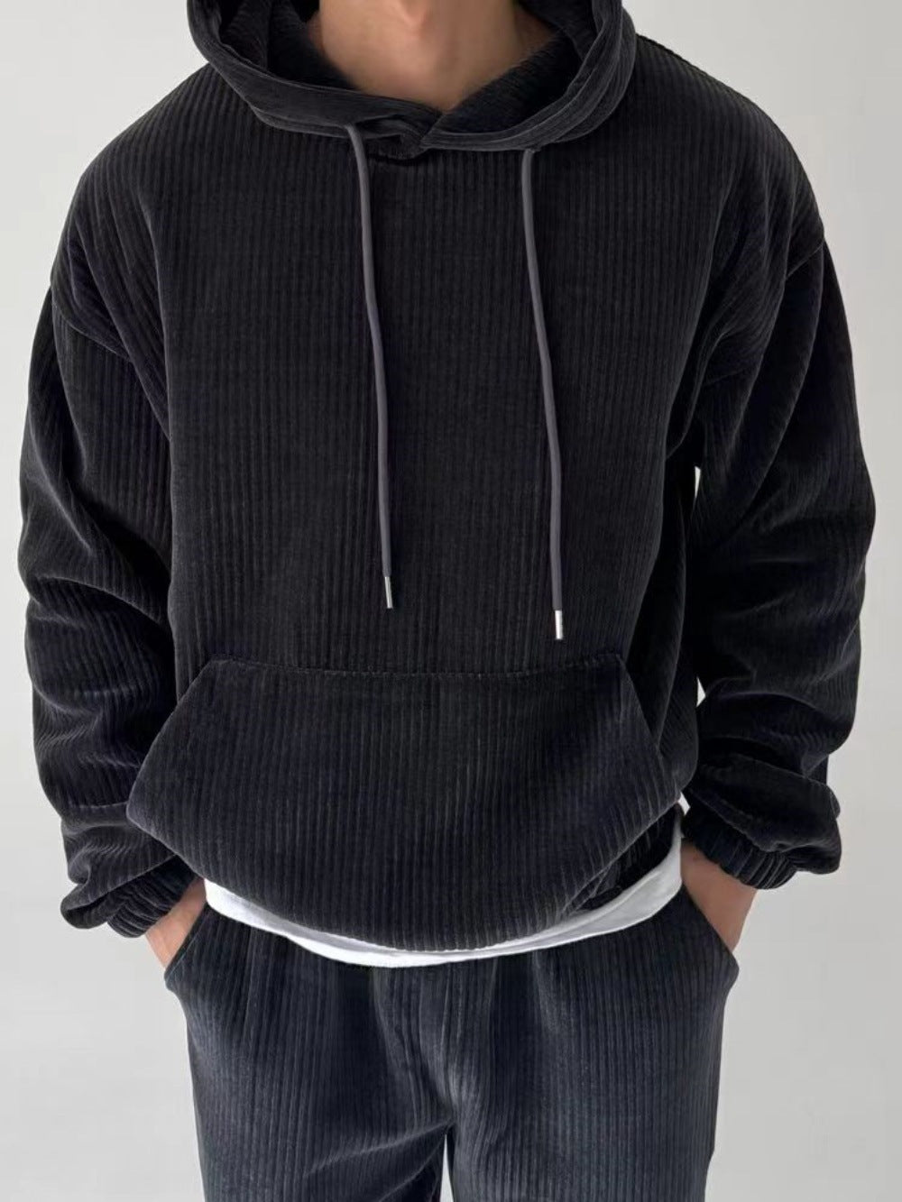 Herren Hoodie mit strukturiertem Rippdesign EB