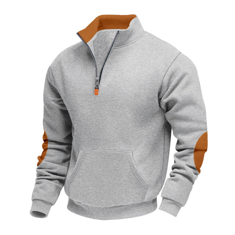 Herren Hochwertiger Stehkragenpullover aus atmungsaktivem Material mit Reißverschluss und Kontrastakzenten EB
