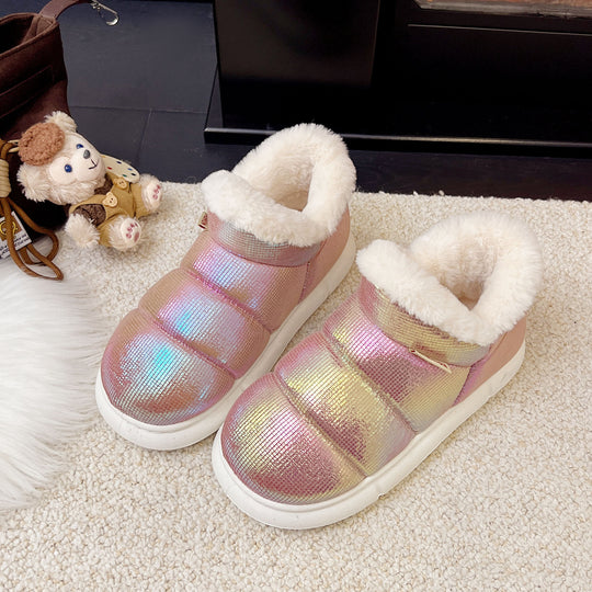 Damen gefütterte Slipper mit glänzender Oberflächenstruktur und weichem Innensohle EB