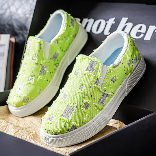 Damen elegante Slip-On Sneakers mit modischem Glitzerdesign EB