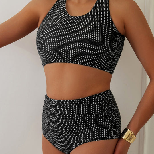 Damen Bikiniset mit hoch geschnittenen Unterteilen und Raffung EB