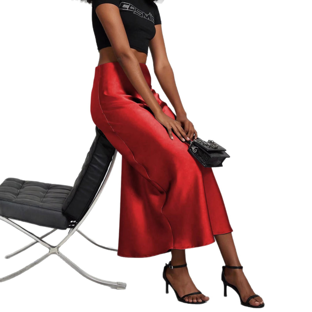Damen Elegante und fließende Satin Maxiröcke EB