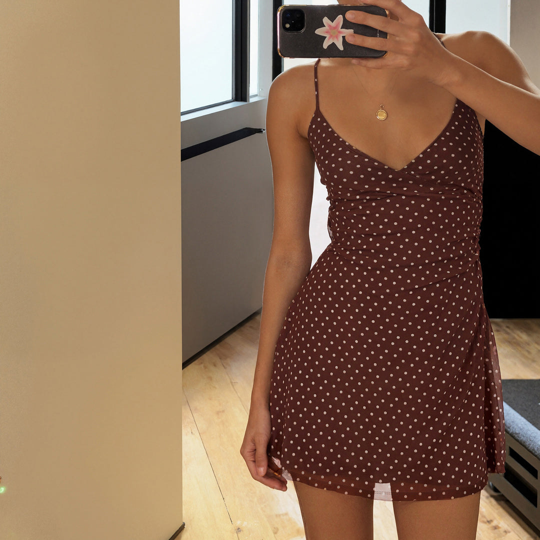 Damen Polka Dots Spaghetti-Trägertop mit leichtem Fall EB