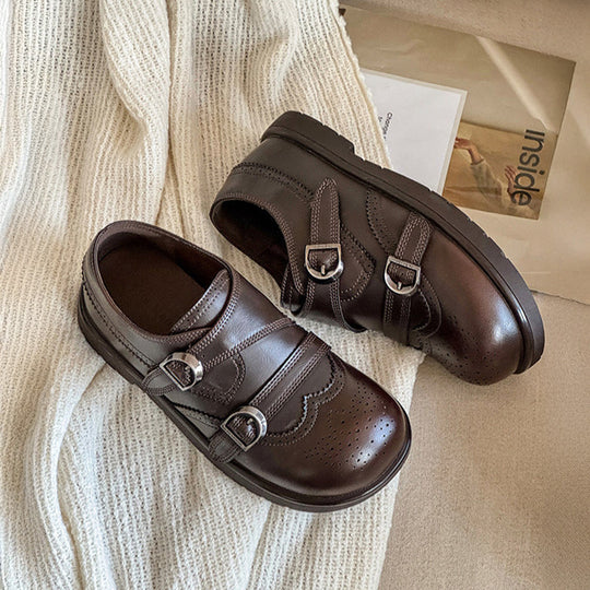 Damen Elegante Schnürschuhe mit doppeltem Riemen und feiner Perforation EB