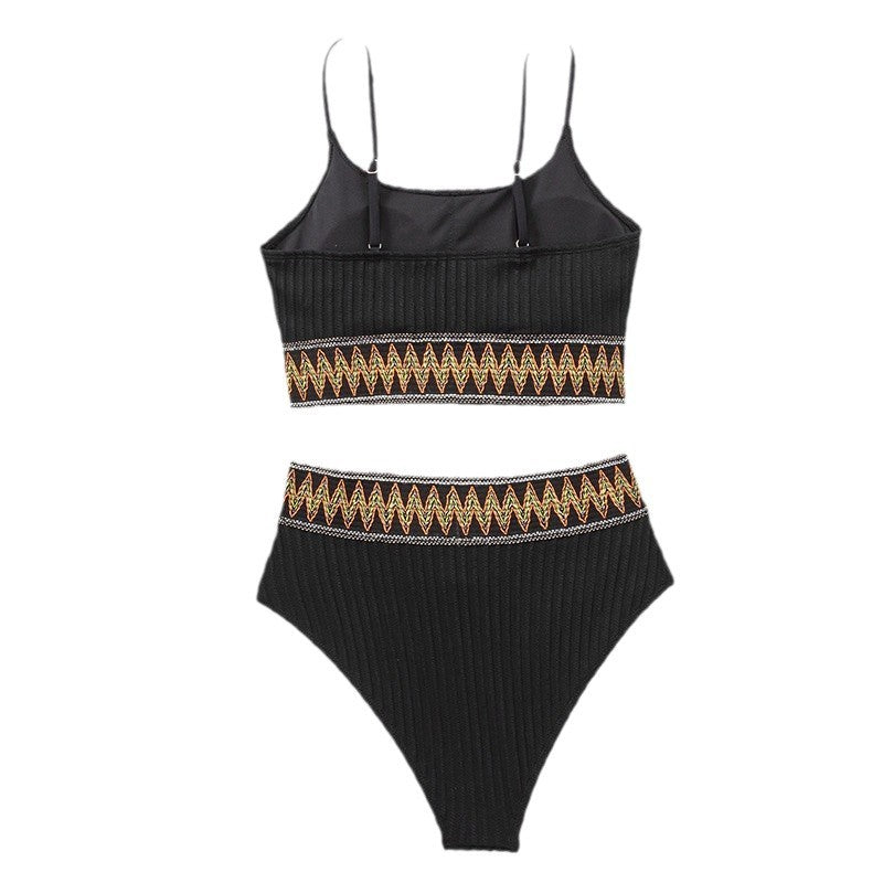 Damen Hochtailliertes Bikini-Set mit sportlichem Design EB