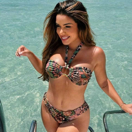 Damen Bandeau-Bikini mit einzigartigem Ring-Detail EB
