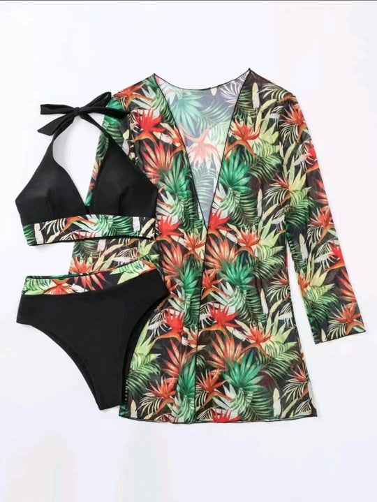 Damen Bademodenset mit Übergangsjacke und trendy Schnitt EB