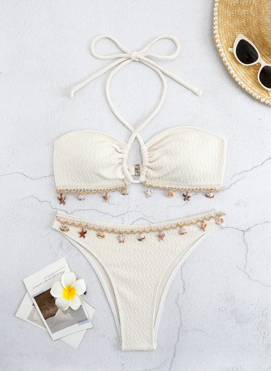Damen Bandeau-Bikini mit Muscheldekoration EB