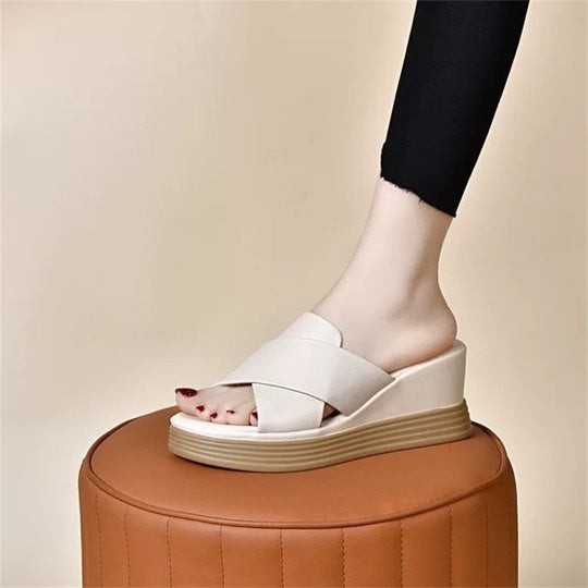 Damen Wedge-Pantoletten mit komfortablem Cross-Riemen EB