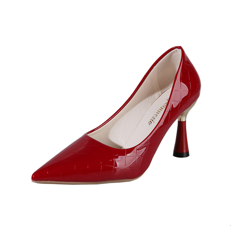 Damen elegante spitze Pumps mit glänzendem Krokodilprägung EB