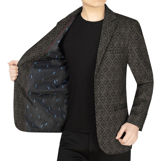 Herren Jacquard-Sakko mit geometrischer Struktur und teilgefüttertem Innenfutter EB