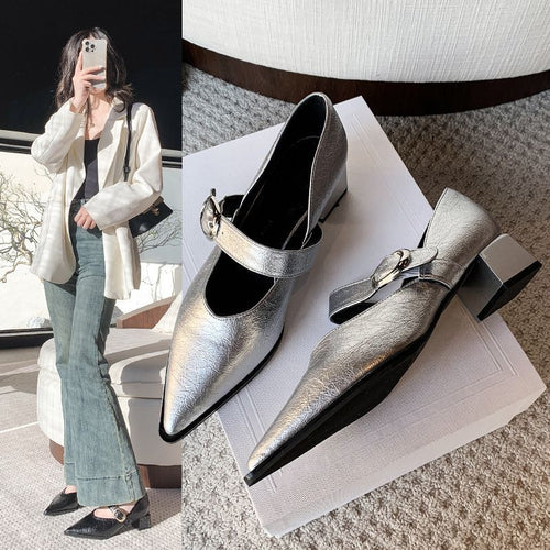 Damen elegante Slingback-Pumps mit breitem Riemen und blockiertem Absatz EB