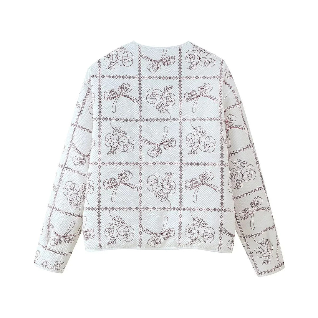 Damen quilted Jacke mit floralem Muster und praktischen Taschen EB