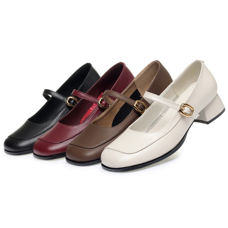 Damen elegante Mary Jane Pumps mit verstellbarem Riemen und komfortablem Blockabsatz EB